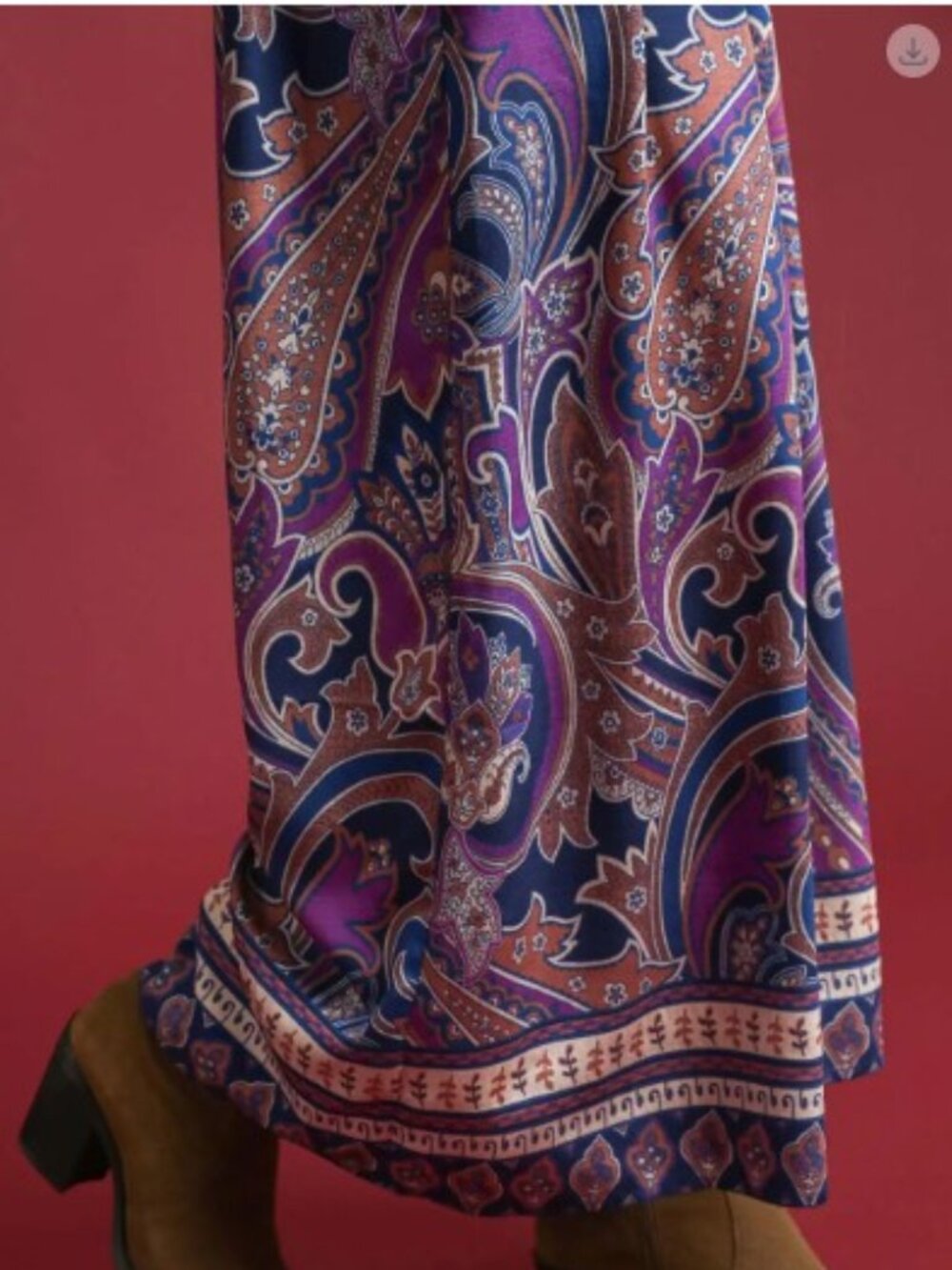 New‼️ Umgee 💜 Purple Mix Paisley Wide Leg Boho Pants NWT Boutique - Picture 3 of 5